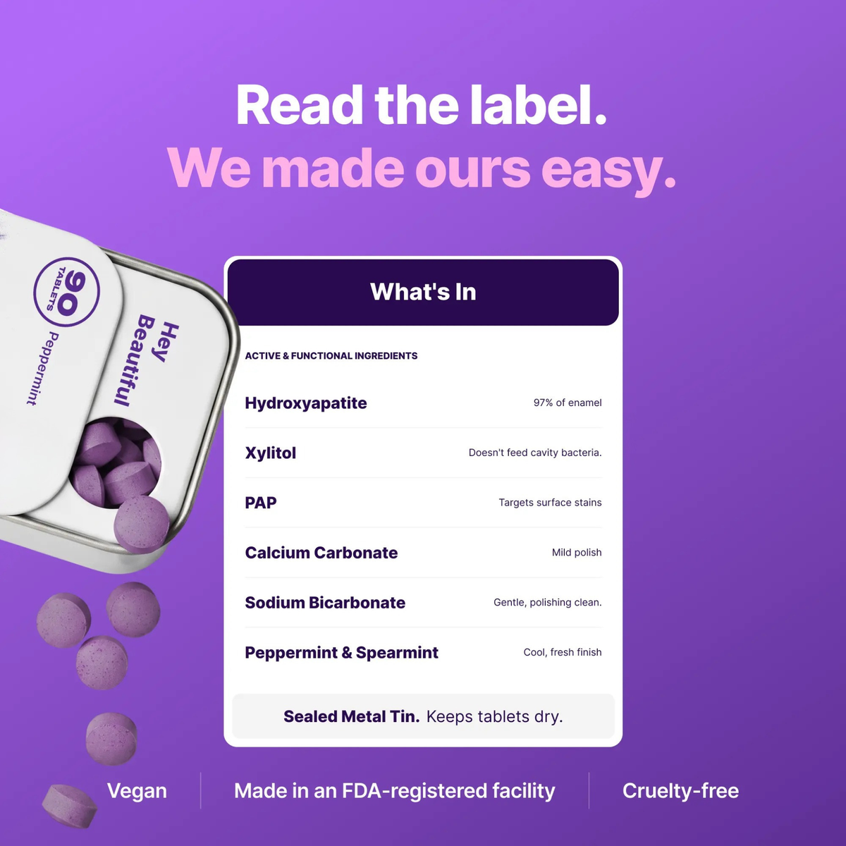 Purple Toothpaste Tablets with Hydroxyapatite